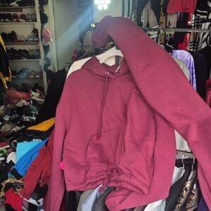 Women's Burgundy Hoodie Sweater